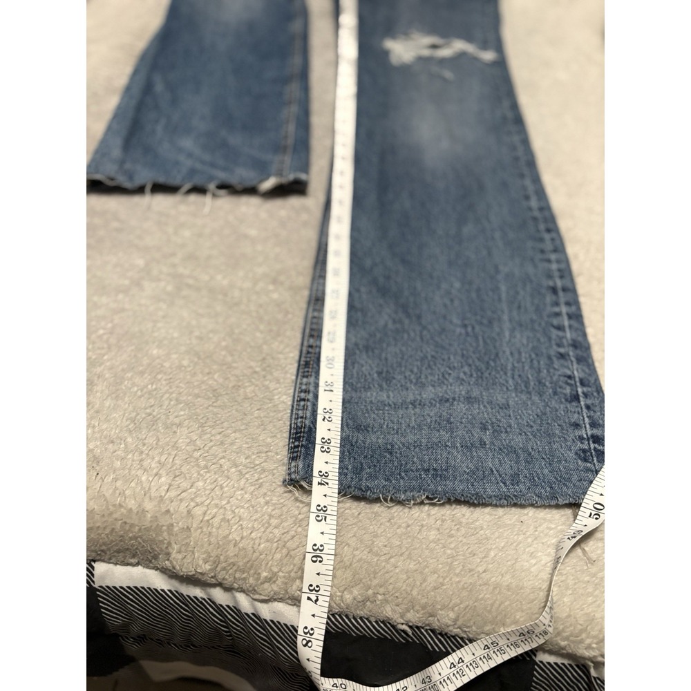 Zara High Waist Women's Blue Wide Leg Denim Jeans Distressed Size 2 26x34 - Picture 3 of 9